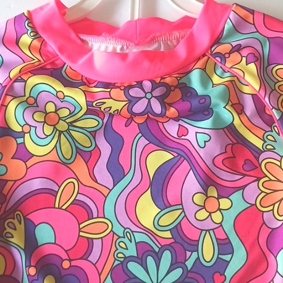 NWT Penelope Mack Cute 2 Piece Multi-Color Long Sleeve Swimset Size 12 - Picture 5 of 12